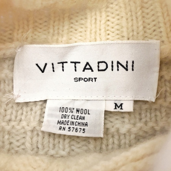 Vintage VITTATINI 100% Wool Chunky Oversized Cable Knit High Neck Jumper Sweater - Picture 4 of 13
